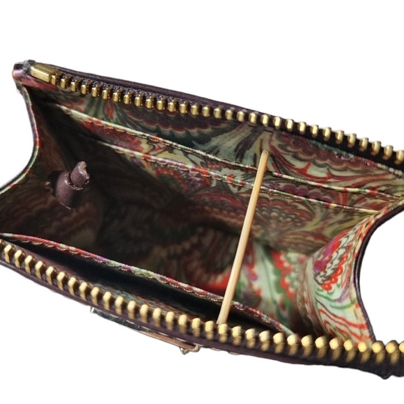 Dooney & Bourke Rare/Card Holder/Coin Pouch Wallet Brown Leather/Paisley w/Box - Picture 9 of 11